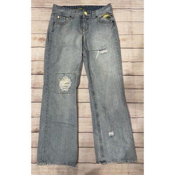 JESSICA SIMPSON WIDE LEG WOMENS JEANS DISTRESSED Size Medium - Picture 1 of 6